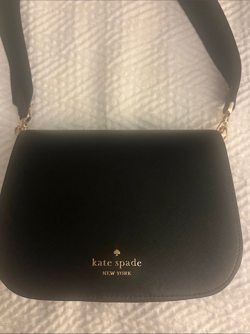 kate spade black crossbody with gold logo